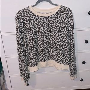 Cheetah print sweater/ fleece tee